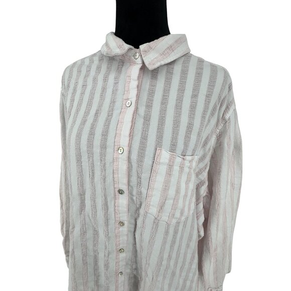 Jane Delancy Womens Striped Button Up Shirt Size 3X Long Sleeve Cotton Oversized - Picture 1 of 7